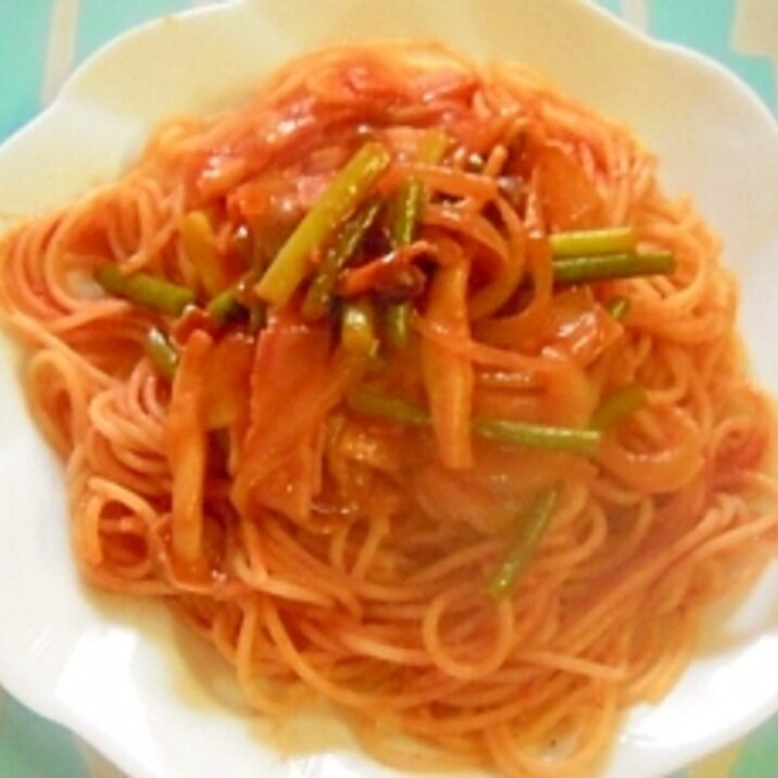 しめじとにんにくの芽のパスタ